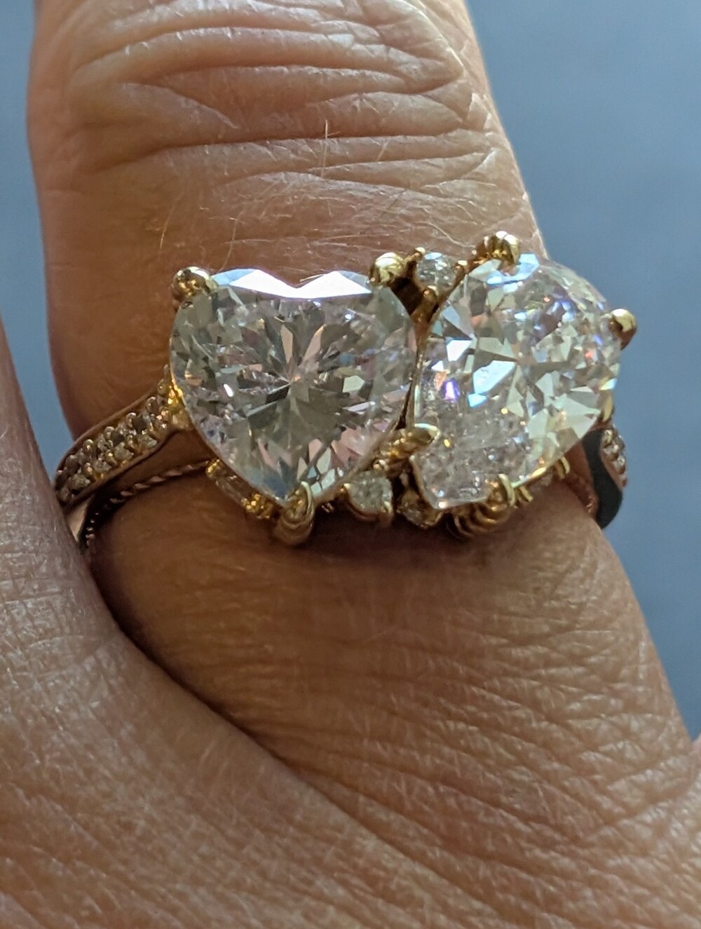 Judith Ripka Toi Et Moi Gold Clad CZ Ring - Picture 7 of 8